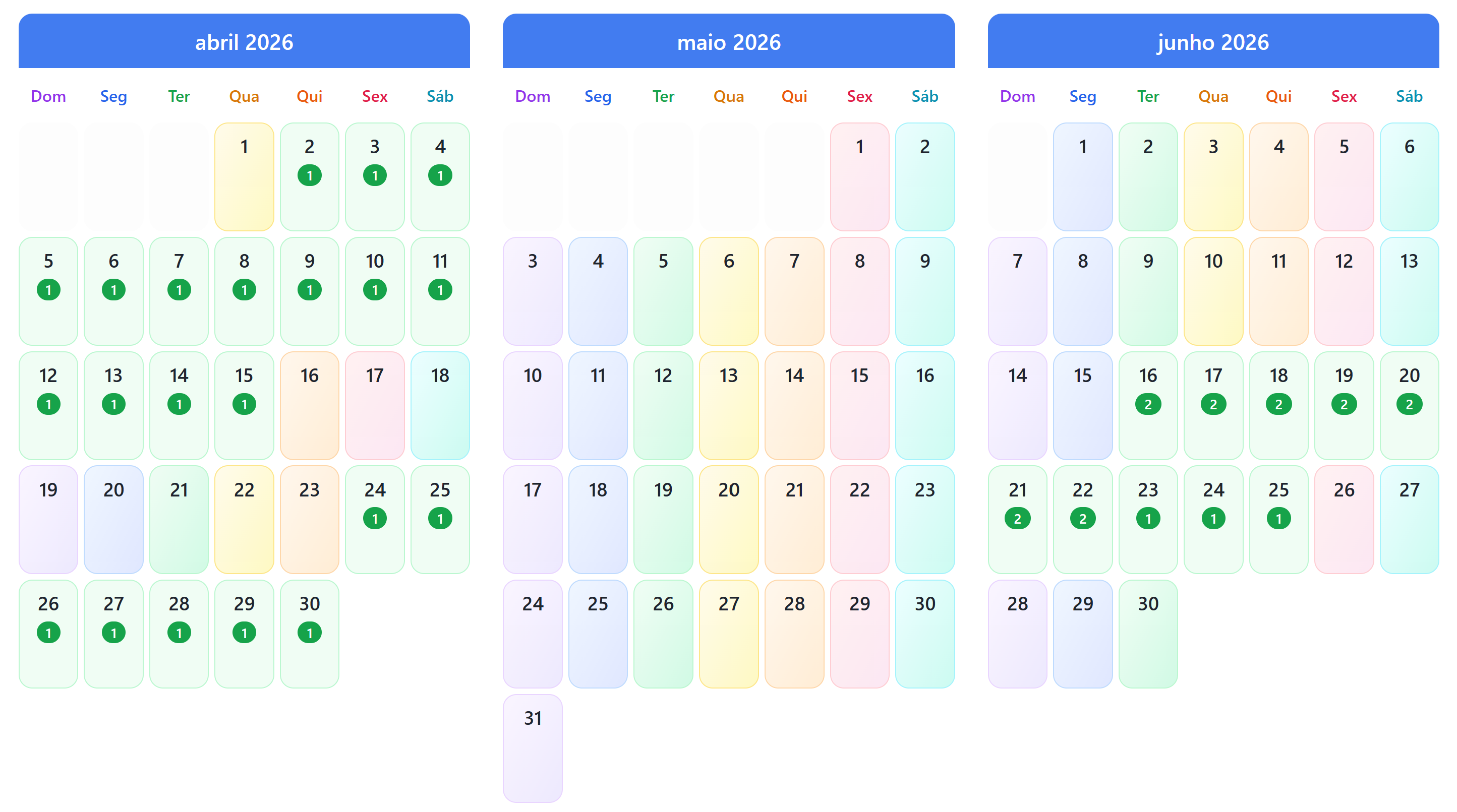 Calendário de Férias
